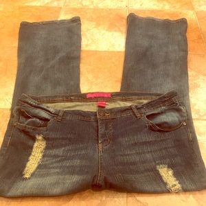 Dark wash plus size distressed jeans